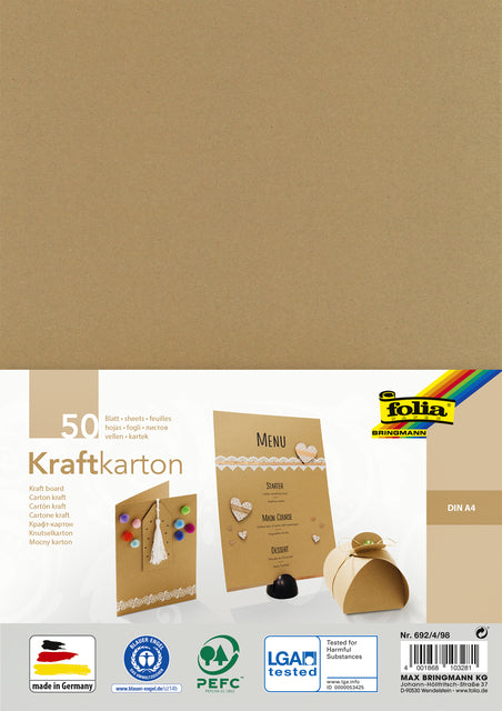 Kraftpapier Folia Din A4 230gr Packung mit 50 Blättern