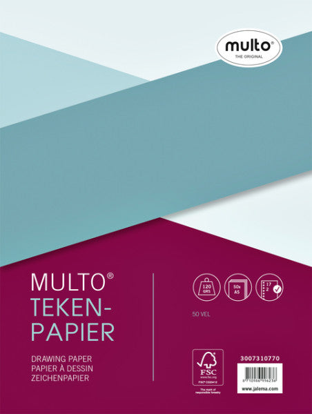 Multo -Innenraum 17 -Loch -Zeichnungspapier 120gr 50 Blatt | 5 Stücke