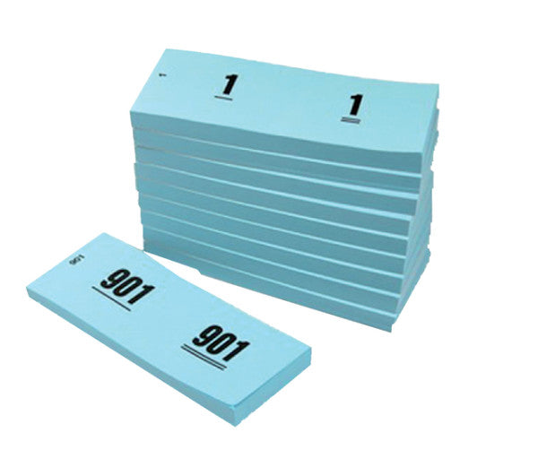 Büro - Nummernblock 42x105mm Nummerierung 1-1000 Blau 10 Teile