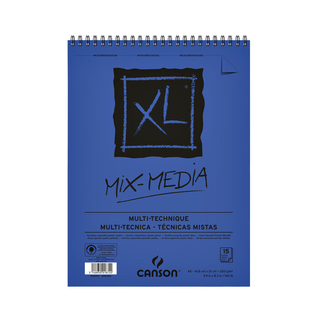 Aquarellblock Canson XL A5 15V 300gr Spirale