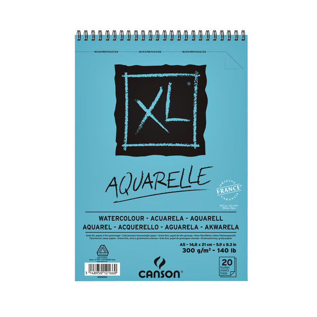 Aquarellblock Canson XL Aquarelle A5 20V 300gr Spiral | 5 Stücke