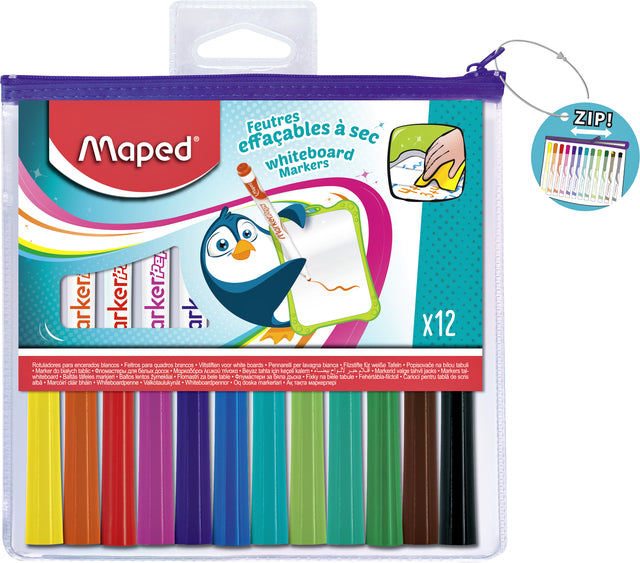 Filz -Tip -Stift -MAPED MARKERPEPS Whiteboard -Set á 12 Farben