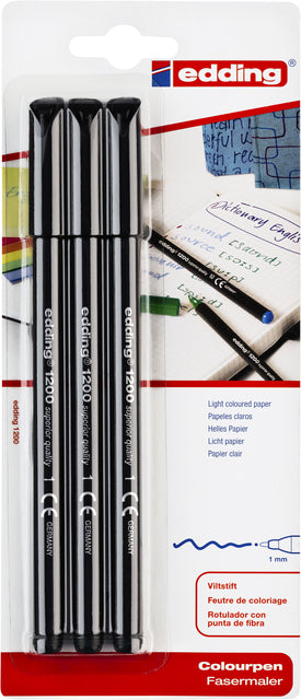 Fineliner Edding 1200 1mm Blasen von 3 Teilen schwarz