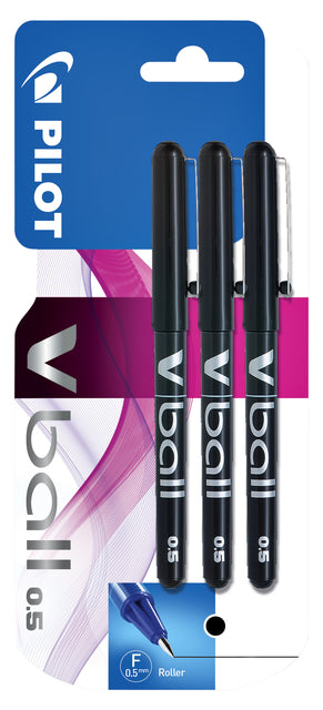 Rollerpen Pilot V-Ball Grip V5 schwarz 0,3 mm Blasen von 3 Teilen