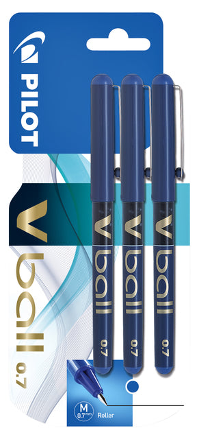 Rollerpen Pilot V-Ball Grip V7 Blau 0,4 mm Blasen von 3 Teilen