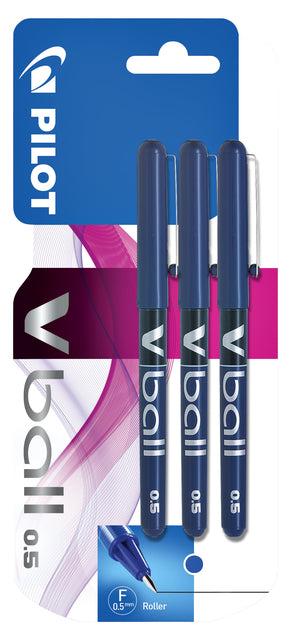 Rollerpen Pilot V-Ball Grip V5 Blau 0,3 mm Blasen von 3 Teilen