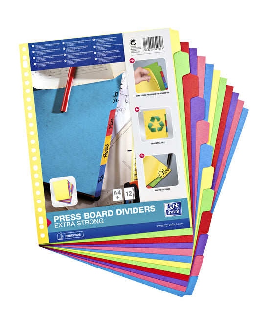 Tabs Oxford A4+ 23-Gaats 12-teilige Pappe Farbe