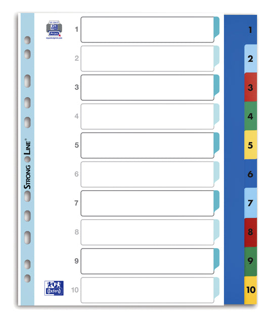 Tabs Oxford A4+ 11-GAATS 1-10 PP Farbe | 25 Stücke