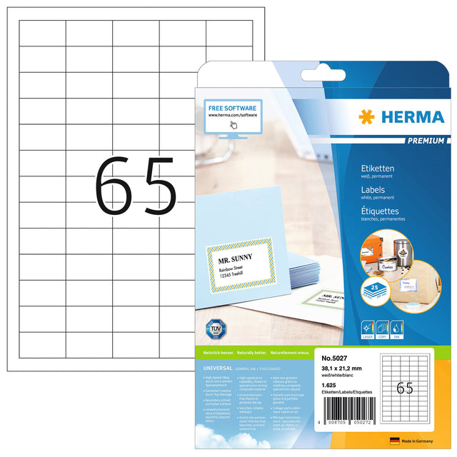 Herma 5027 A4 38.1x21.2mm Premium Weiß