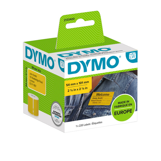 Etikett DYMO 2133400 LETAGRITER 54x101mm Badelabel Black/Gelb 220 Stücke