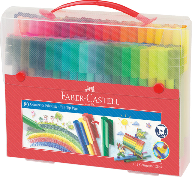 Farbmarker Faber-Castell Connector Geschenkset bei 80 Stück Assorti