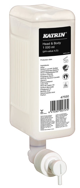 Handseife Katrin Kopf und Körper 1000ml 47550 | Umkarton mit 6 Flaschen x 1 Stück