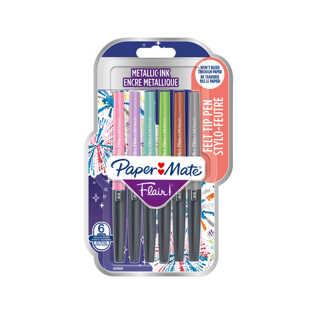 Fineliner Paper Mate Flair Metallic 6 Stück Assorti