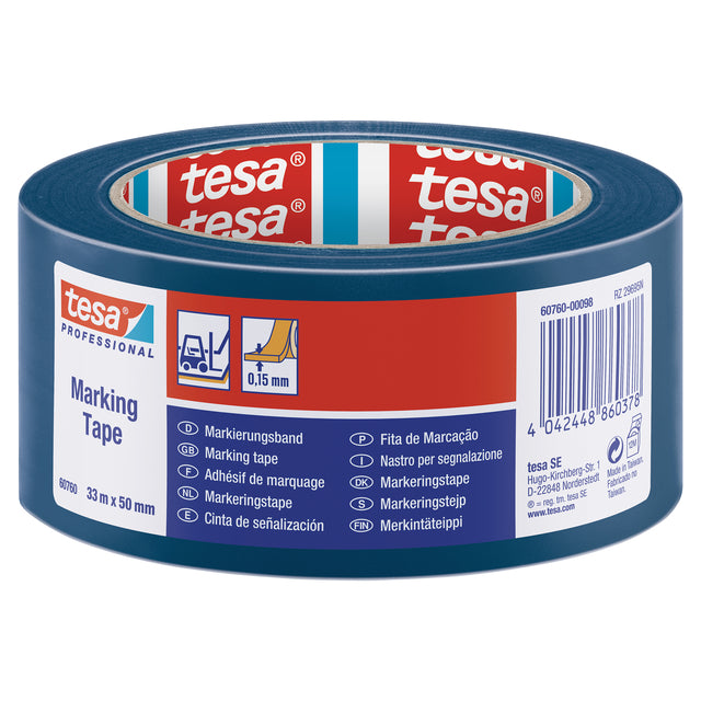Markierungsband Tesa 60760 PVC 50 mmx33m blau | 6 Stück