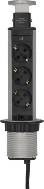 Socket Brennenstuhl Tower 3-fach 2 m schwarzes Silber