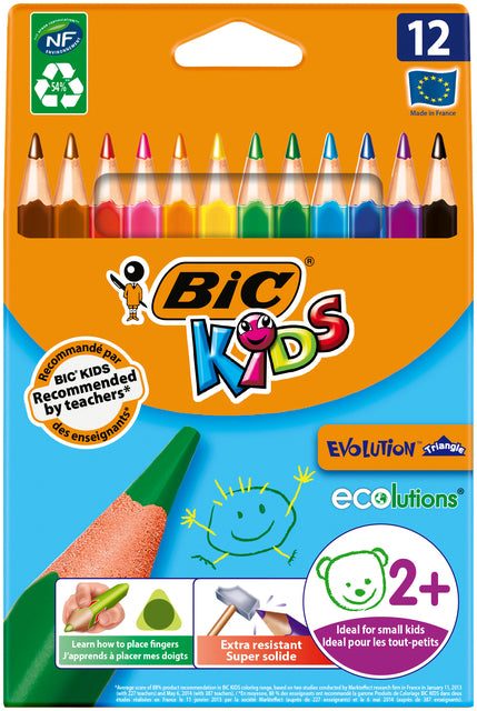 Farbige Stifte Bic Kids Evolution Triane Enui bei 12 Farben