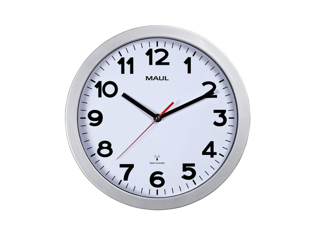 Wanduhr Maul Stufe RC Ø30x5cm Plastik Silber/Weiß