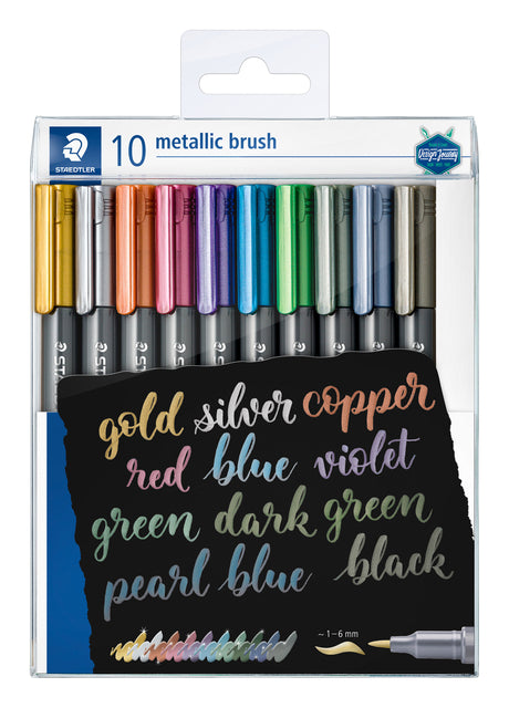 Pinselfenpen Staedtler Metallic Beutel mit 10 Farben