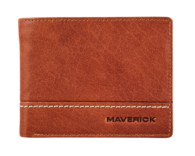 Portemonee Maverick Rough Gear mit Wechselabschnitt RFID Leder Cognac