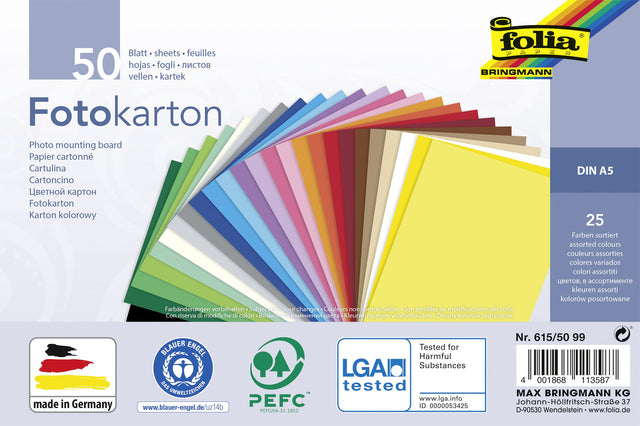 Photocarton Folia A5 Pack von 50 Blech -Assorti 270 g/m2