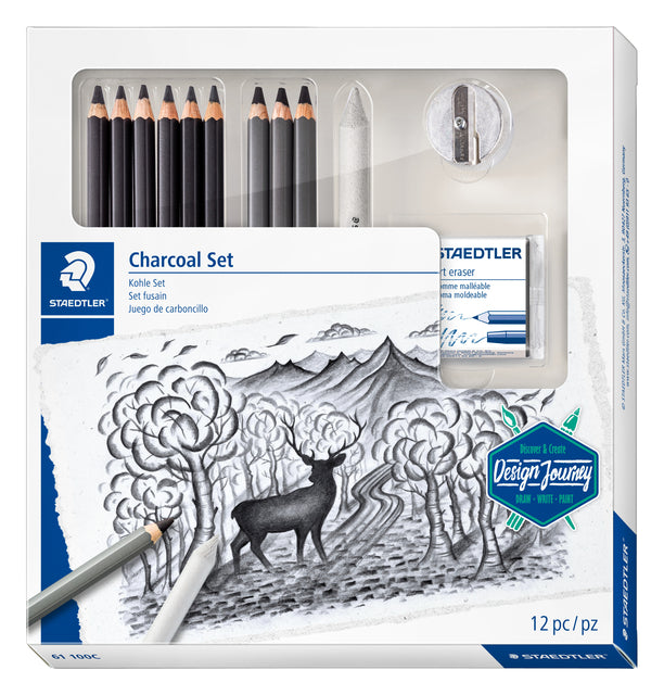 Holzkohlestift Set Staedtler Design Journey 12-Piece | 4 Stück