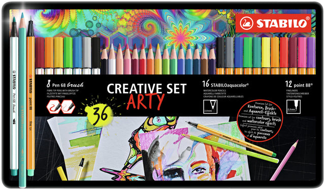 Kreativer Stabilo -Metalltasche 36 Farben