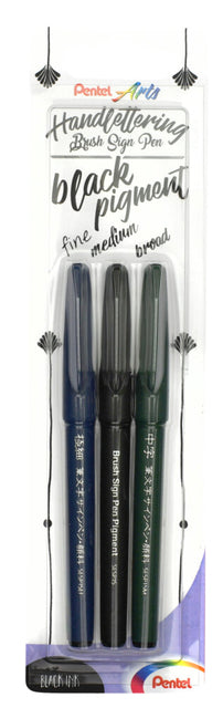 Pinstift Pentel XSesp15 Pigmentblister von 3 Stücken schwarz