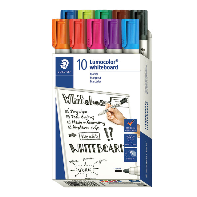 Filz -Tip Pen Staedtler Lumocolor 351 Whiteboard -Set à 10 Sorti -Stücke