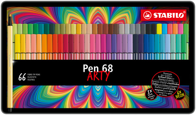 Filz -Tip Stift Stabilo Pen 68 Arty Can von 66 Farben