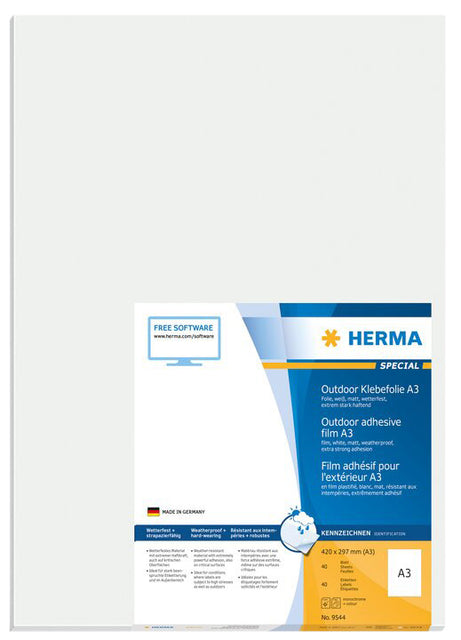 Herma 9544 Etikett 297x420mm Wetter -resistant weiß 40 Stück