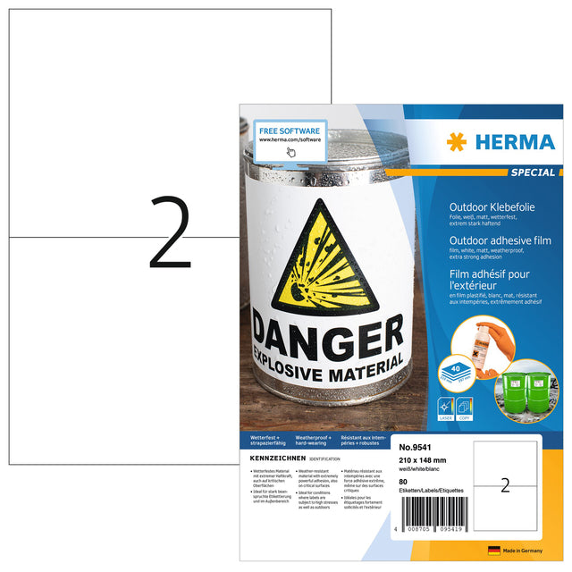 Etikett Herma 9541 210x148mm wetterfeste weiße 80 Teile