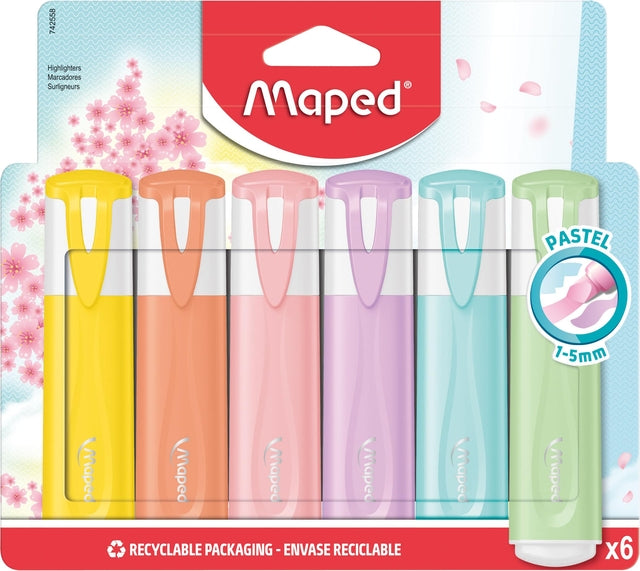 Markierungsmarker zugeordneter Set auf 6 Pastellfarben