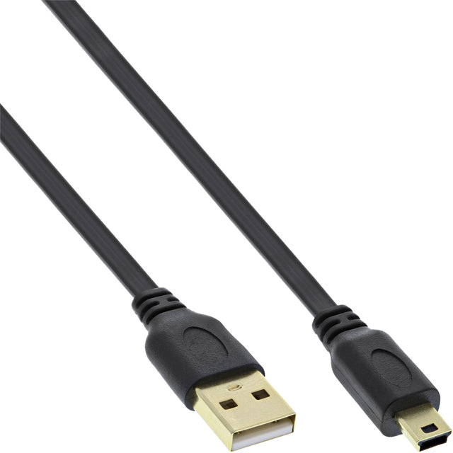 Kabel Inlne USB-A Mini-B 2.0 Flachkabel 2 Meter schwarz