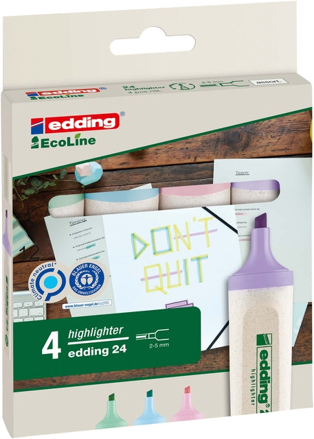 Textmarker edding 24 eco 2-5mm Pastell sortiert | Set mit 4 Stück