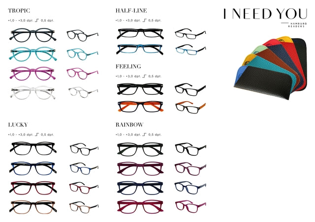Lesen Sie eine Brille Ich brauche dich tropisch/ glücklich/ halb line/ feeling/ rainbow assorti