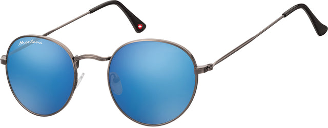 Sonnenbrille Montana Mat Steel Revo mit blauem Glas