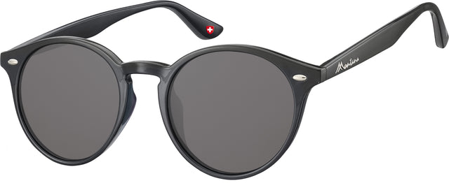 Sonnenbrille Montana mit rauchigem rundem Glas schwarz | 1 Stück