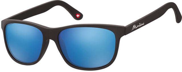 Sonnenbrille Montana Mat Black Revo mit blauem Glas