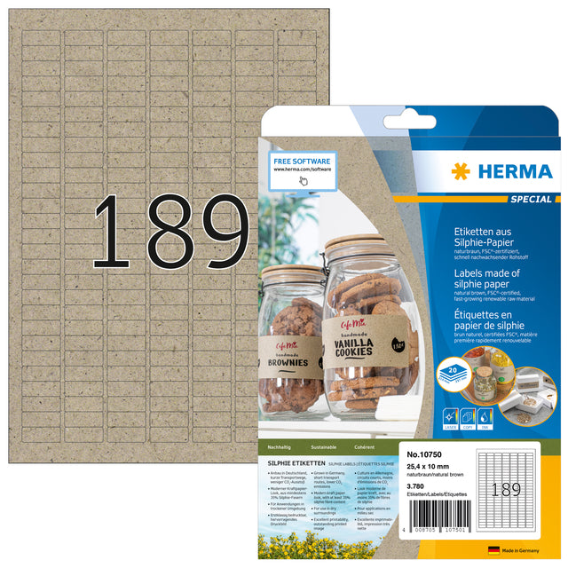 Herma 10750 Etikett 25,4 x 10 mm Silphie Bruin 3780 Stück
