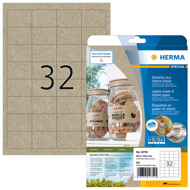 Herma 10752 Etikett 48,3 x 33,8 mm Silphie Bruin 640 Stück