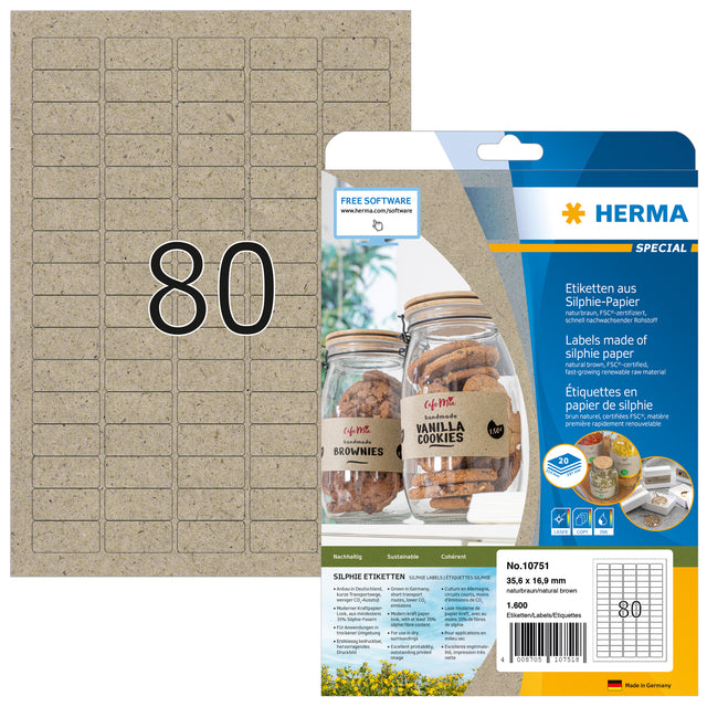 Label Herma 10751 35.6x16.9mm Silphie Bruin 1600 Stück