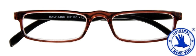 Lesen Sie eine Brille Ich brauche eine halbe Zeile +2,00 dpt Brown