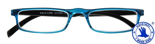 Lesen Sie eine Brille Ich brauche eine halbe Zeile +1,00 dpt blau