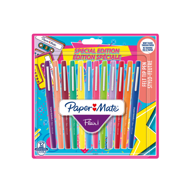 Fineliner Papermate Flair Retro M sortiert 12 Stück | Blister mit 12 Stück