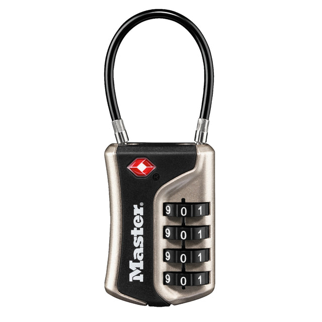 Gartenschloss Masterlock 4-Number-Kombination TSA Flexible Klammer schwarz 35 mm
