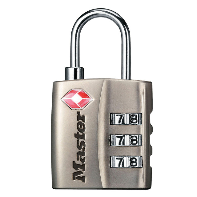 Gartenschloss Masterlock 3-Number-Kombination TSA Nikkel 30mm