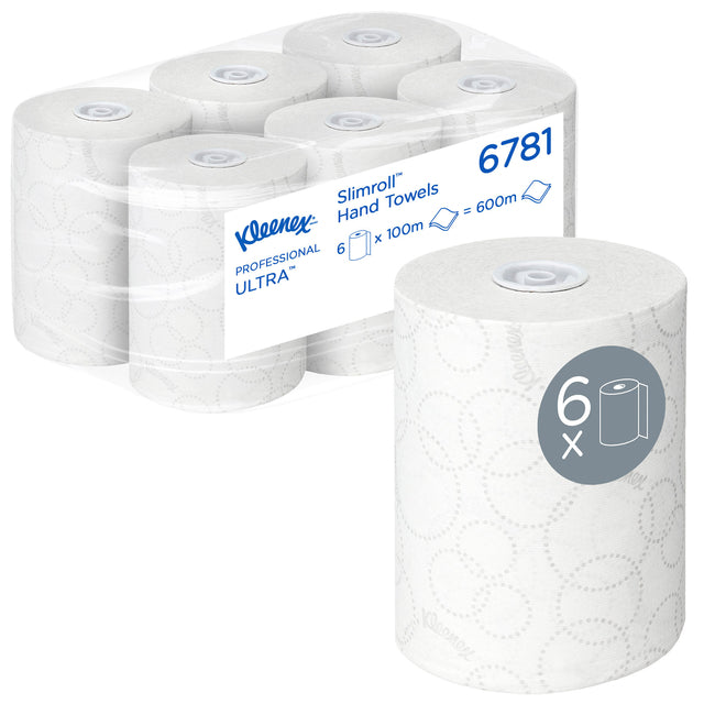 Handtuchrolle Kleenex 6781 Ultra Slim 2-lagig 100 m weiß | Nehmen Sie eine 6er-Wurf