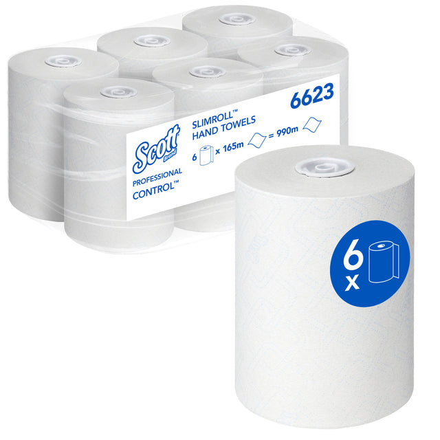 Handtuchrolle Scott 6623 Slimroll 1 Lage 165m weiß | Nehmen Sie eine 6er-Wurf