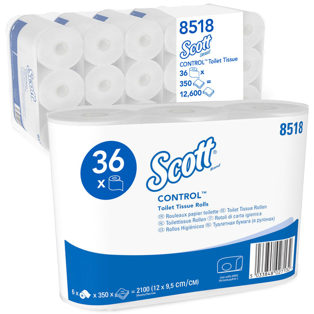 Toilettenpapier Scott 8518 Control 3-lagig 350 Blatt weiß | Nehmen Sie eine 36er-Rolle
