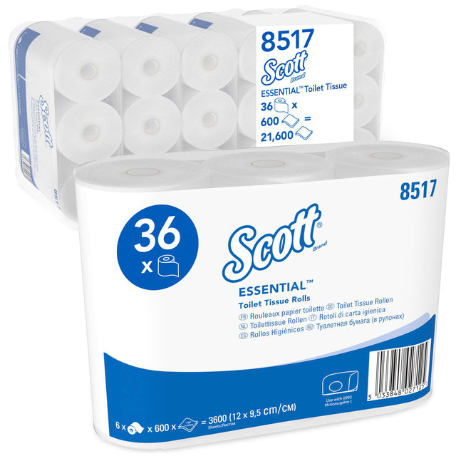 Toilettenpapier Scott 8517 ess. 2-lagig 600 Blatt weiß | Nehmen Sie eine 36er-Rolle